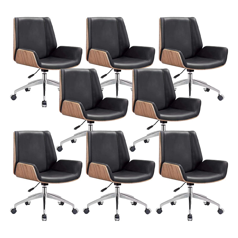 Modern Armless Office Chair Leather Adjustable Seat Height Desk Chair