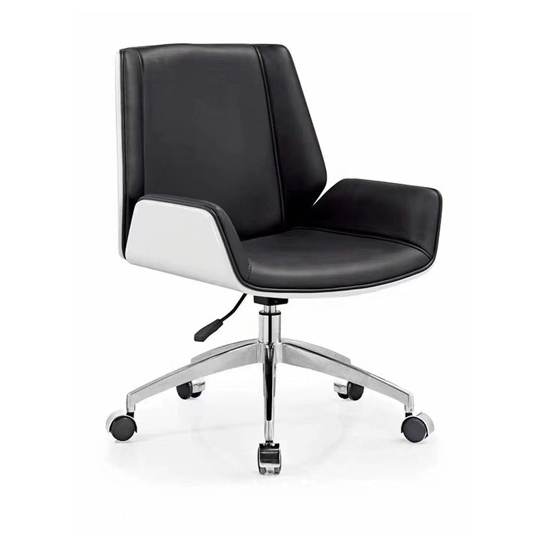 Modern Armless Office Chair Leather Adjustable Seat Height Desk Chair