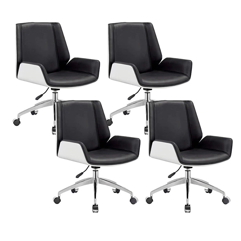 Modern Armless Office Chair Leather Adjustable Seat Height Desk Chair