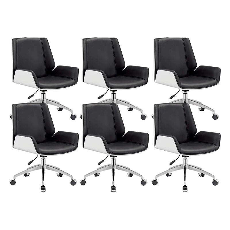 Modern Armless Office Chair Leather Adjustable Seat Height Desk Chair