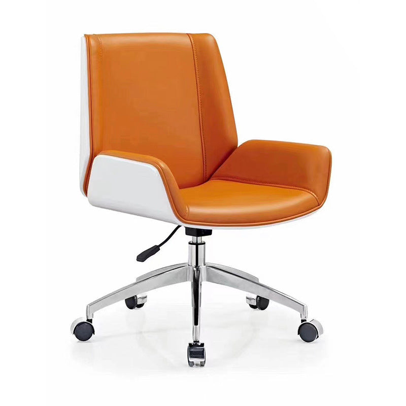 Modern Armless Office Chair Leather Adjustable Seat Height Desk Chair