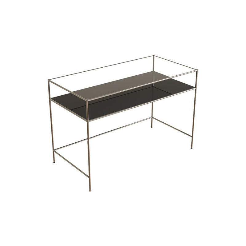 Modern Rectangular Writing Desk Chrome 31.5-inch Tall Office Desk with H-Base