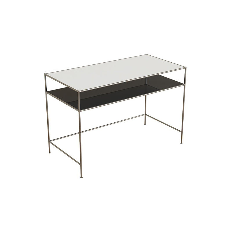 Modern Rectangular Writing Desk Chrome 31.5-inch Tall Office Desk with H-Base