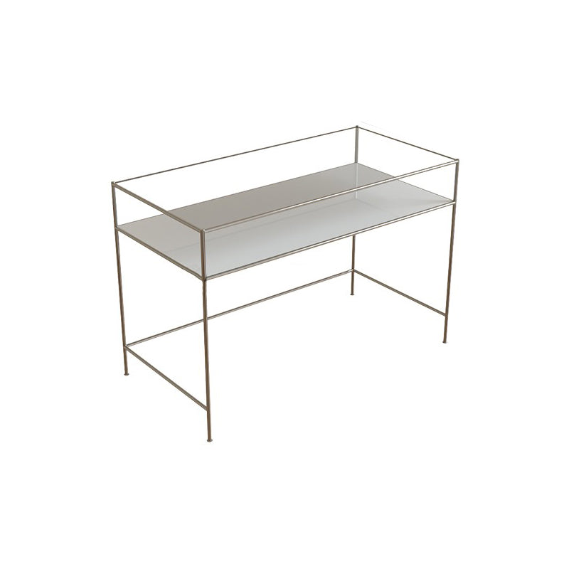 Modern Rectangular Writing Desk Chrome 31.5-inch Tall Office Desk with H-Base