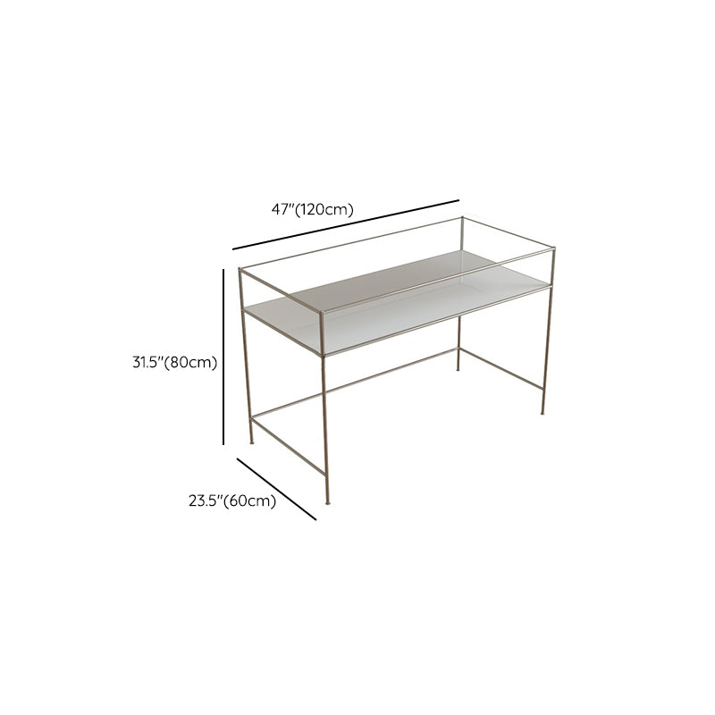 Modern Rectangular Writing Desk Chrome 31.5-inch Tall Office Desk with H-Base