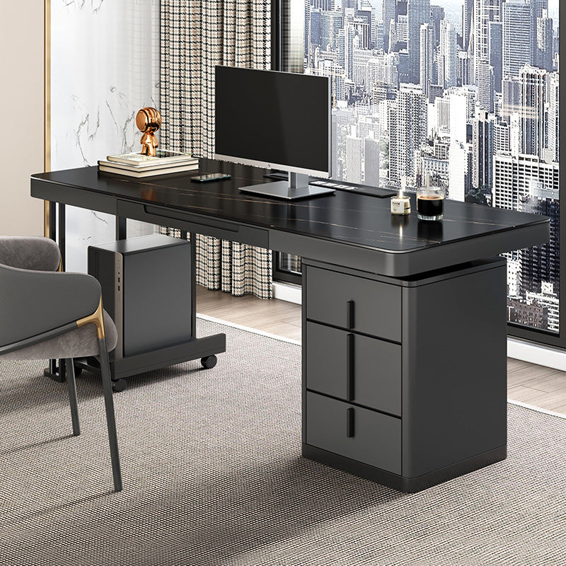 Stone Modern Style Writing Desk Rectangular Shape Office Table with 2-Legs for Office