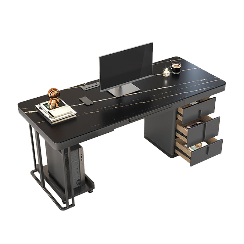 Stone Modern Style Writing Desk Rectangular Shape Office Table with 2-Legs for Office