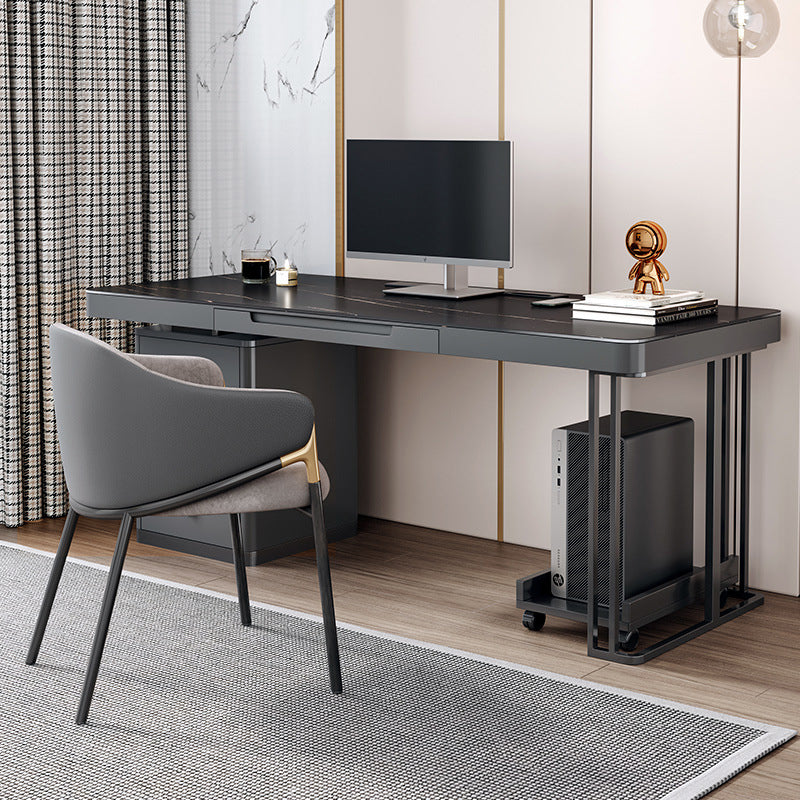 Stone Modern Style Writing Desk Rectangular Shape Office Table with 2-Legs for Office