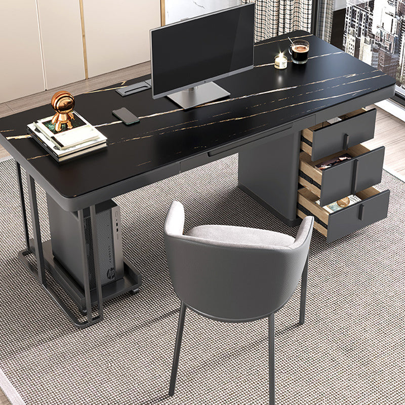 Stone Modern Style Writing Desk Rectangular Shape Office Table with 2-Legs for Office