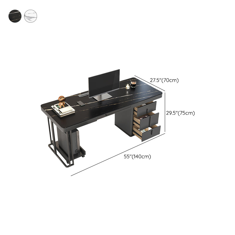 Stone Modern Style Writing Desk Rectangular Shape Office Table with 2-Legs for Office