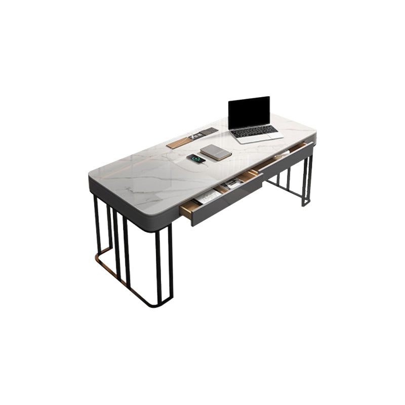 Stone Modern Style Task Desk Rectangular Shape Office Table with 2-Legs for Office