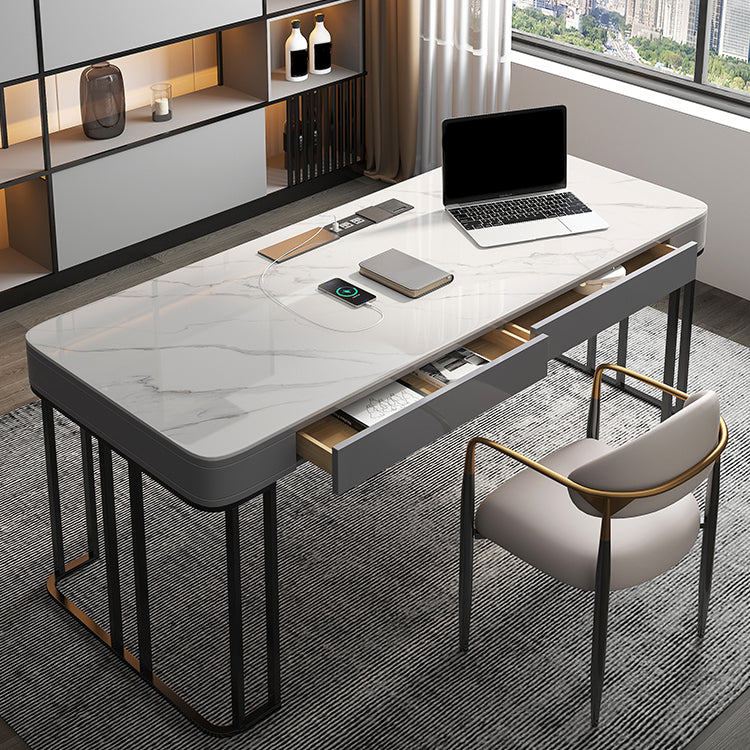 Stone Modern Style Task Desk Rectangular Shape Office Table with 2-Legs for Office