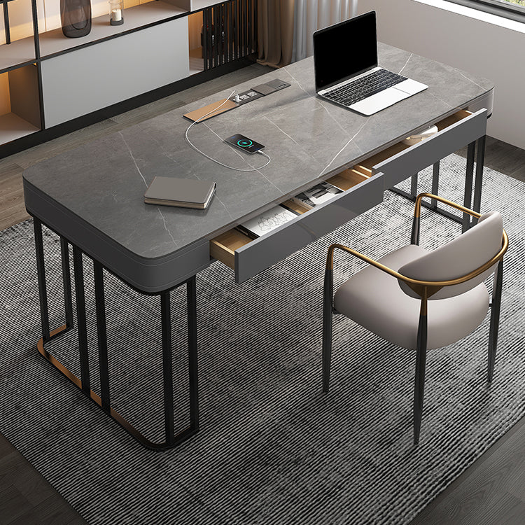 Stone Modern Style Task Desk Rectangular Shape Office Table with 2-Legs for Office