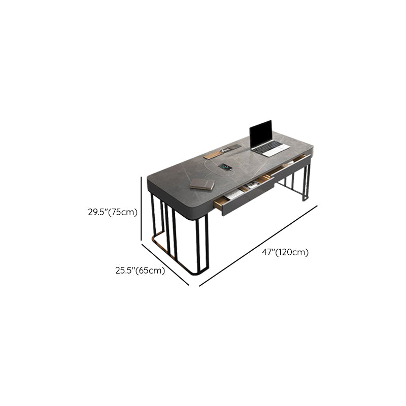 Stone Modern Style Task Desk Rectangular Shape Office Table with 2-Legs for Office