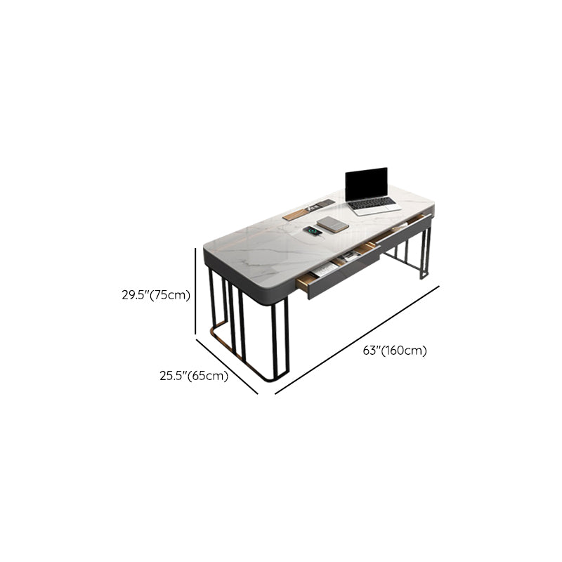 Stone Modern Style Task Desk Rectangular Shape Office Table with 2-Legs for Office