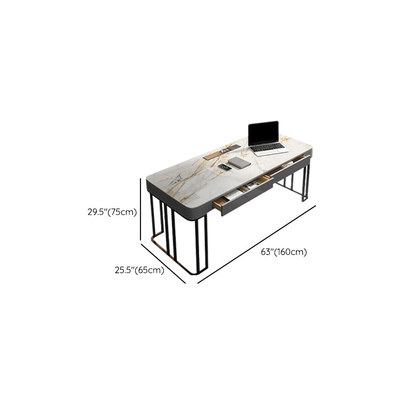 Stone Modern Style Task Desk Rectangular Shape Office Table with 2-Legs for Office