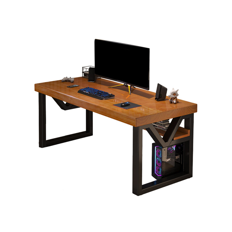 Industrial Writing Desk Antique Finish Gaming Desk with Metal Legs