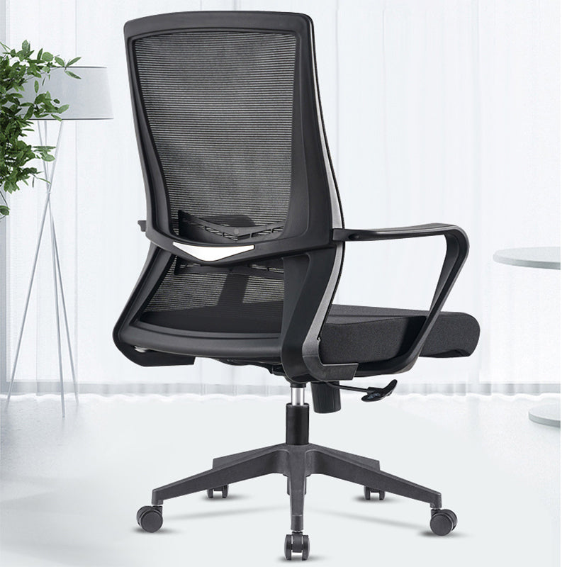 Modern Fixed Arms Chair No Distressing Ergonomic Desk Chair with Wheels