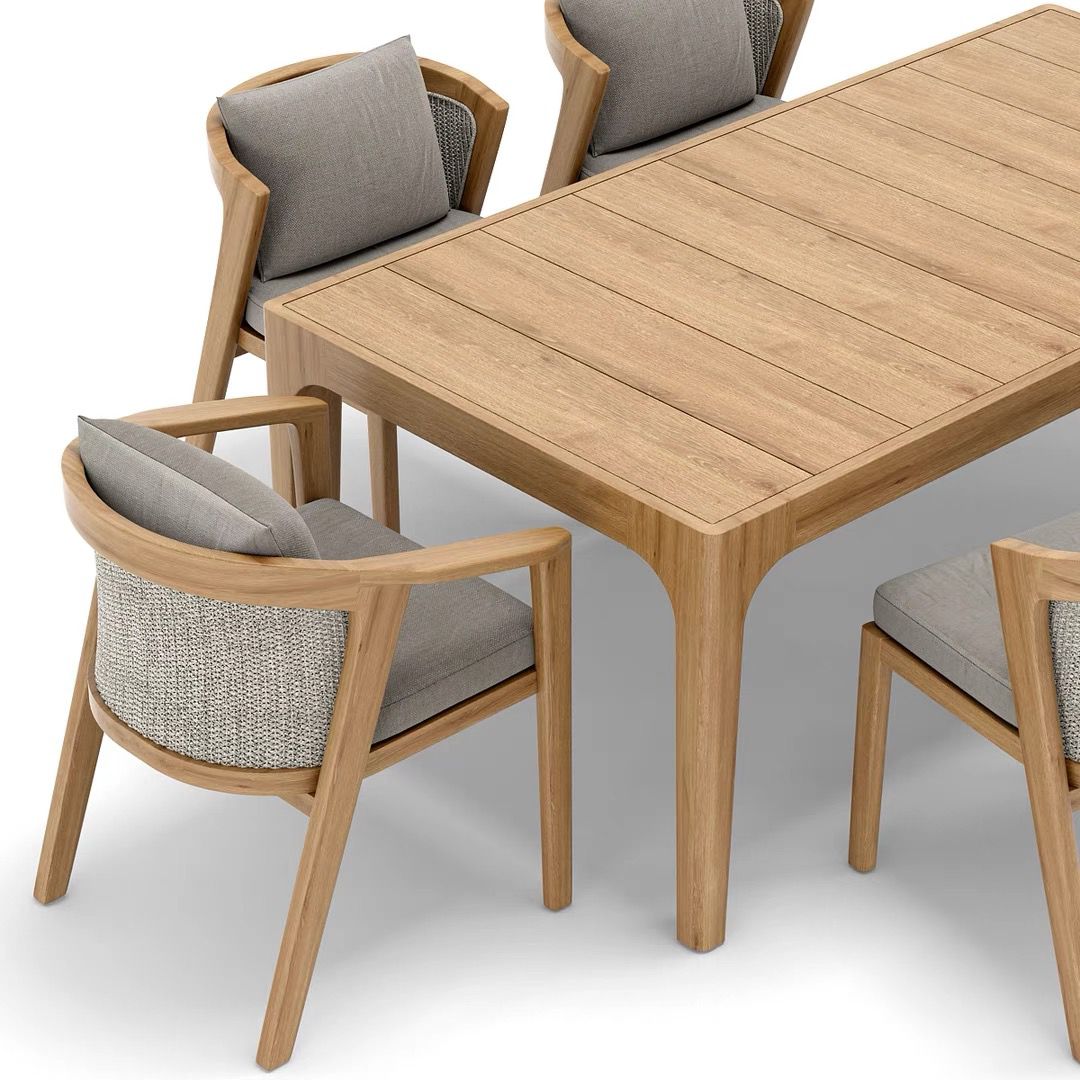 Contemporary Teak Wood Dining Table Outdoor Rectangle Patio Table