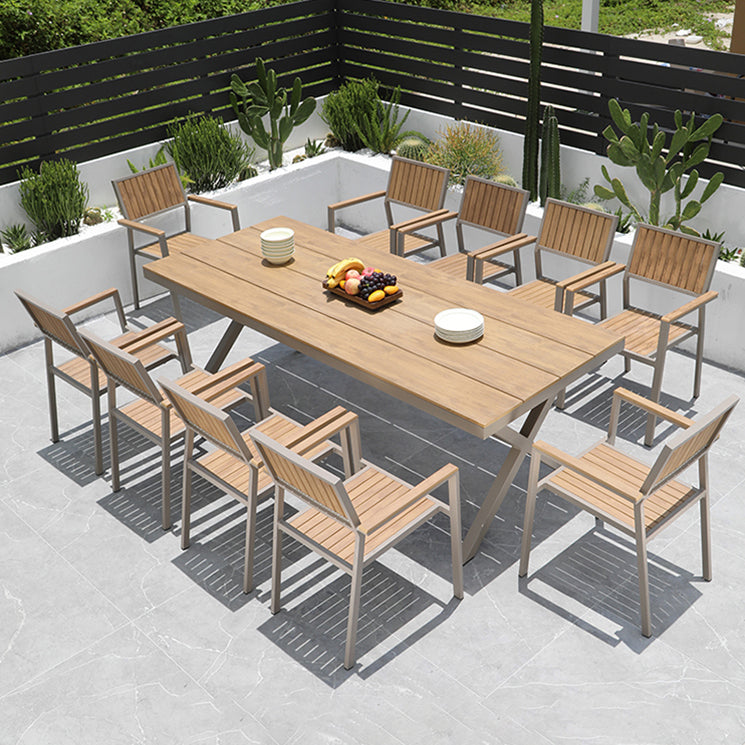 Manufactured Wood Dining Table Modern Brown Outdoor Patio Table