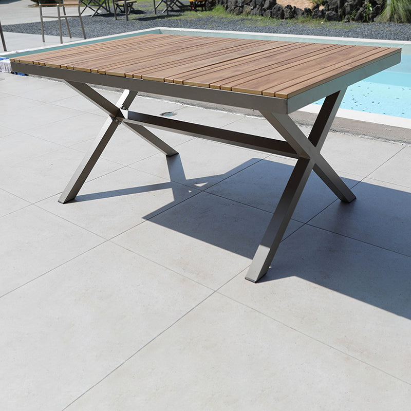 Manufactured Wood Dining Table Modern Brown Outdoor Patio Table