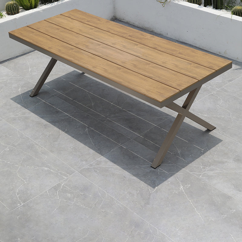 Manufactured Wood Dining Table Modern Brown Outdoor Patio Table