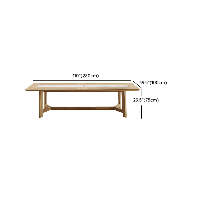 Teak Wood Water Resistant Dining Table Outdoor Solid Wood Patio Table in Brown