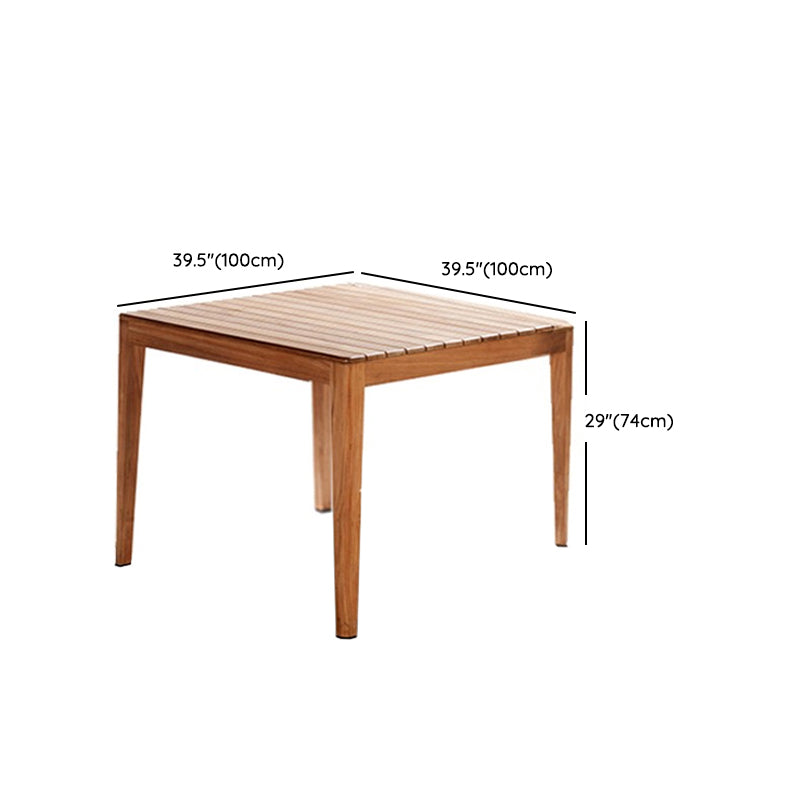 Teak Wood Dining Table Outdoor Solid Wood Patio Table in Brown