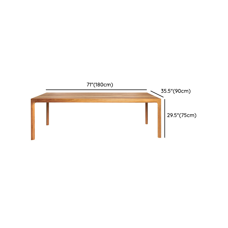 Teak Wood Dining Table Outdoor Solid Wood Patio Table in Brown