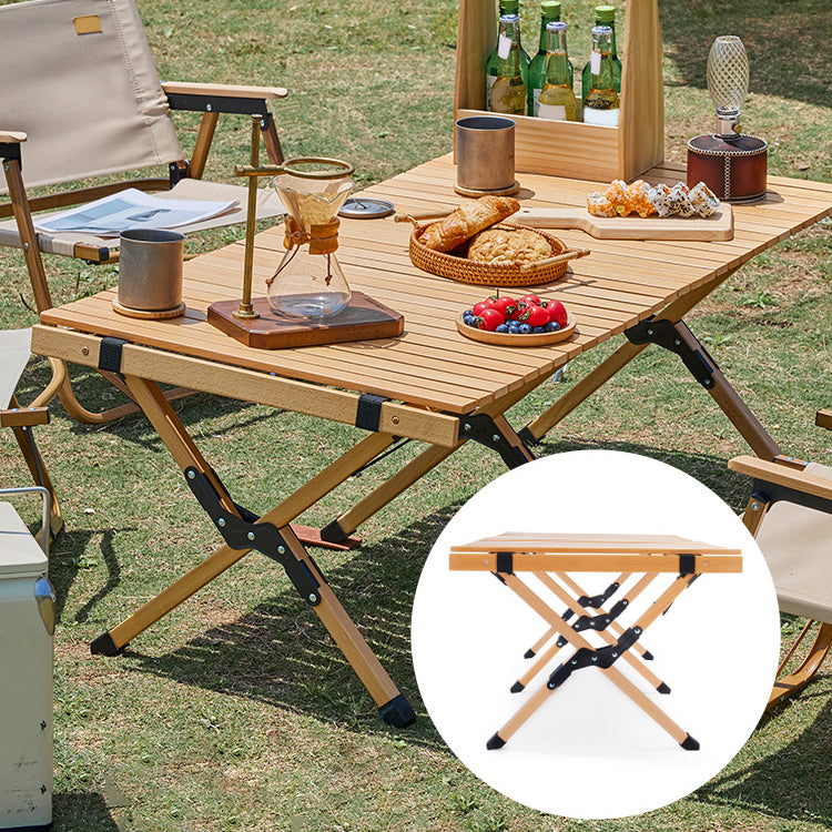 Industrial Beech Wood Folding Table Outdoor Solid Wood Camping Table