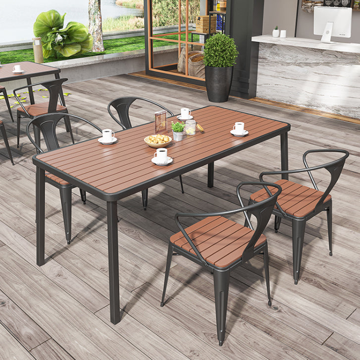 Outdoor Contemporary Coffee Table Metal Frame Rectangle  Dining Table