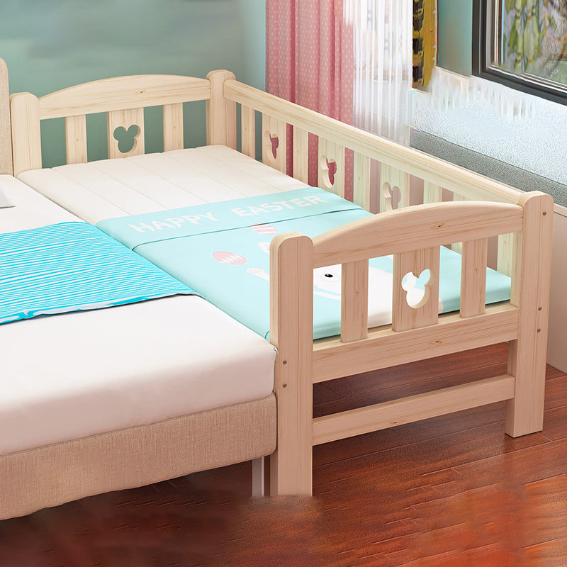 Wood Standard Bed Frame with Mattress Modern Panel Bed in Natural