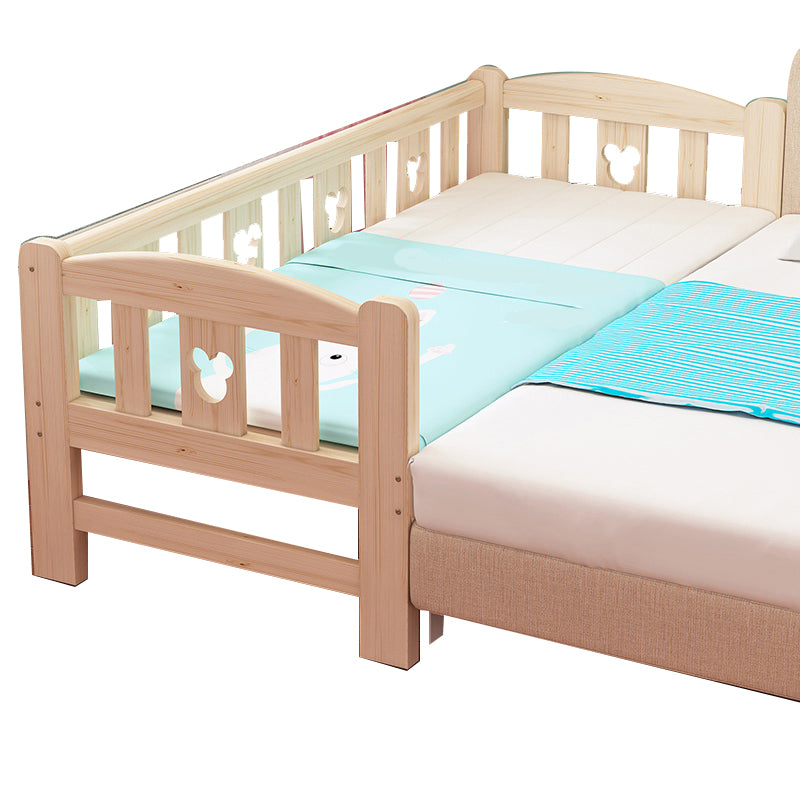 Wood Standard Bed Frame with Mattress Modern Panel Bed in Natural