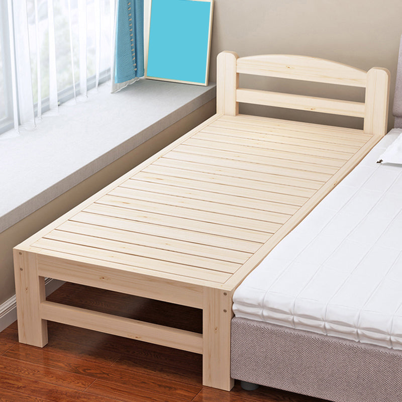 Modern Natural Standard Bed Solid Wood Panel Bed with Headboard