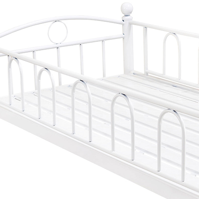 Open Frame Metal Bed Contemporary White Standard Bed with Guardrails