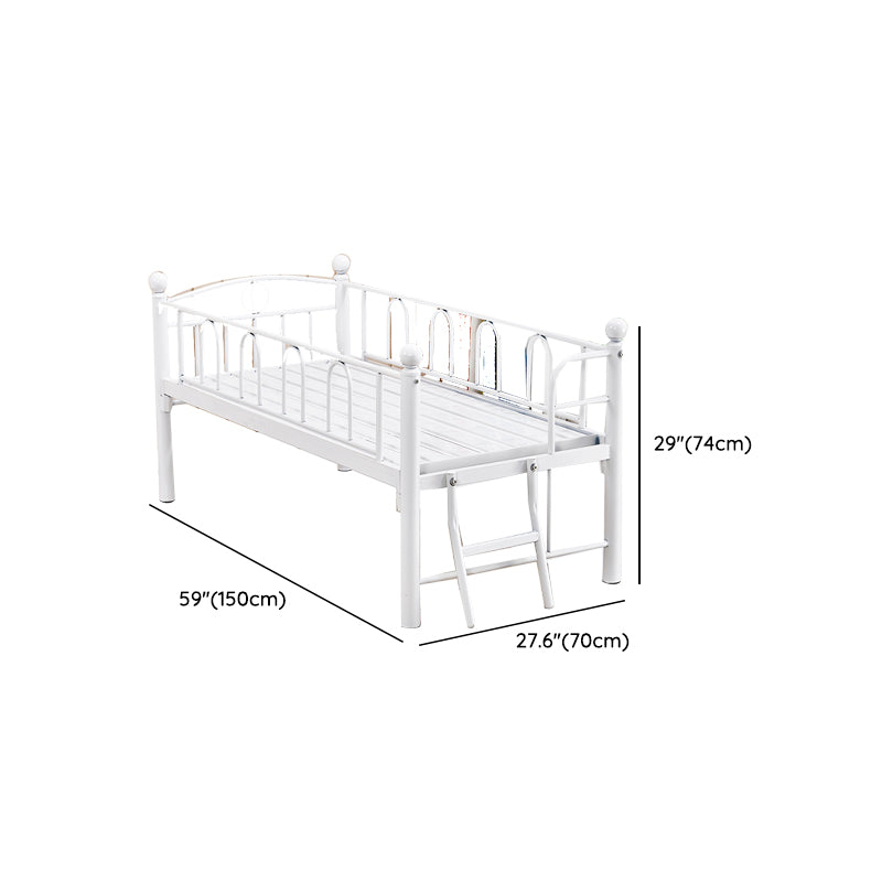 Open Frame Metal Bed Contemporary White Standard Bed with Guardrails