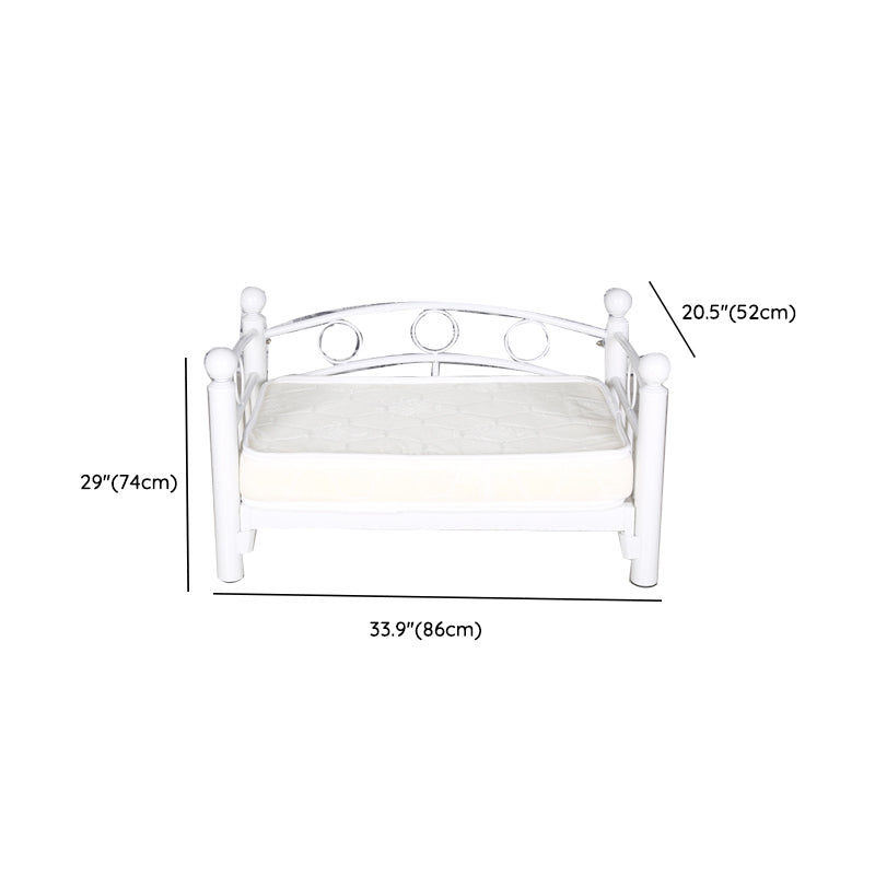 Open Frame Metal Bed Contemporary White Standard Bed with Guardrails