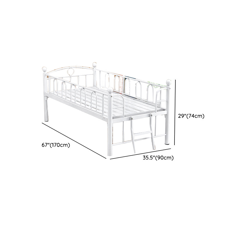 Open Frame Metal Bed Contemporary White Standard Bed with Guardrails