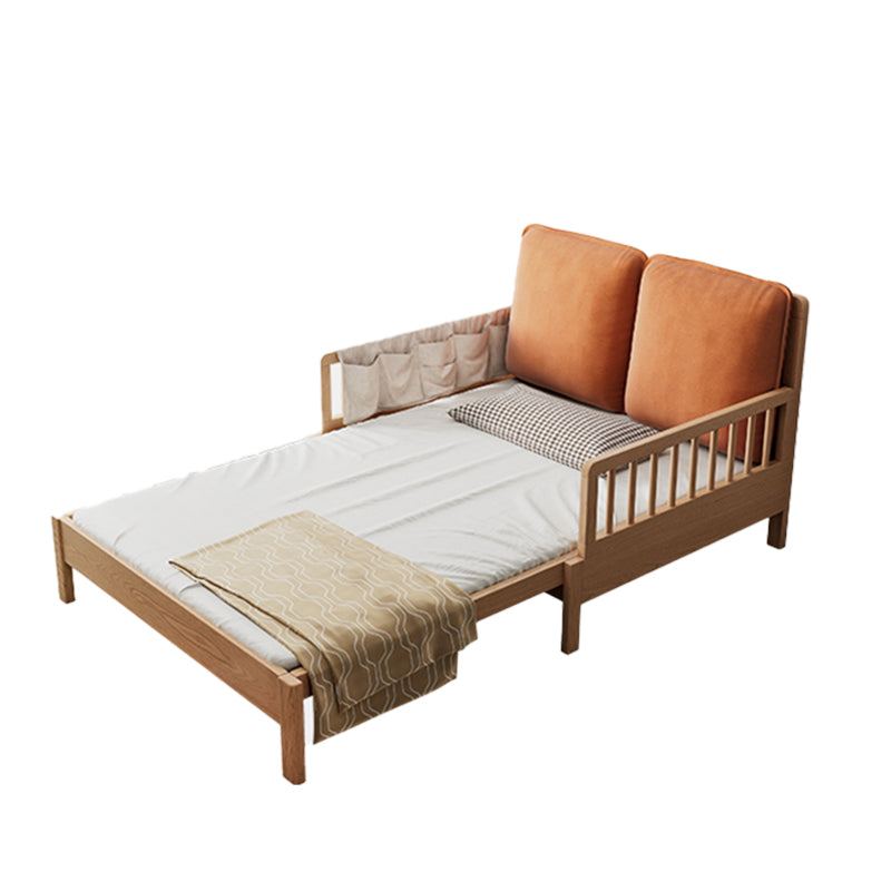 Contemporary Natural Daybed Solid Wood Kids Bed with Guardrail