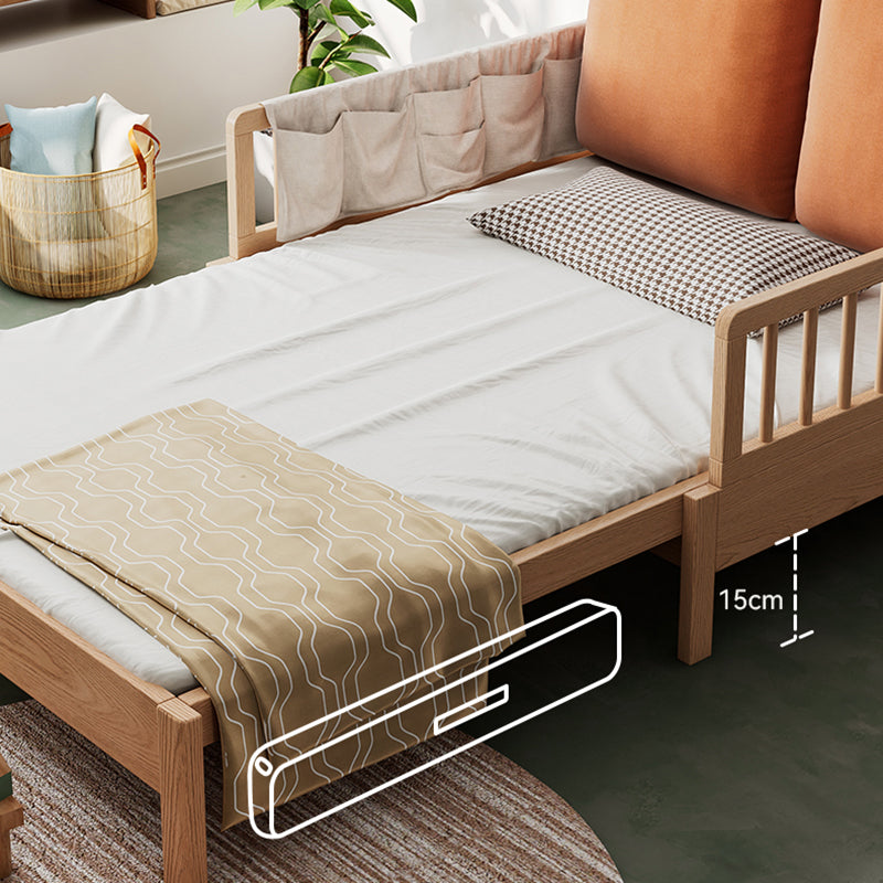 Contemporary Natural Daybed Solid Wood Kids Bed with Guardrail