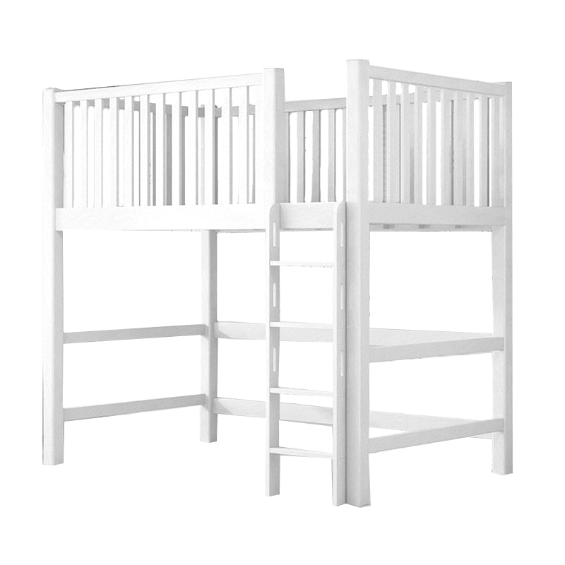 Contemporary Solid Wood High Loft Bed Beech Wood Natural Loft Bed with Guardrails