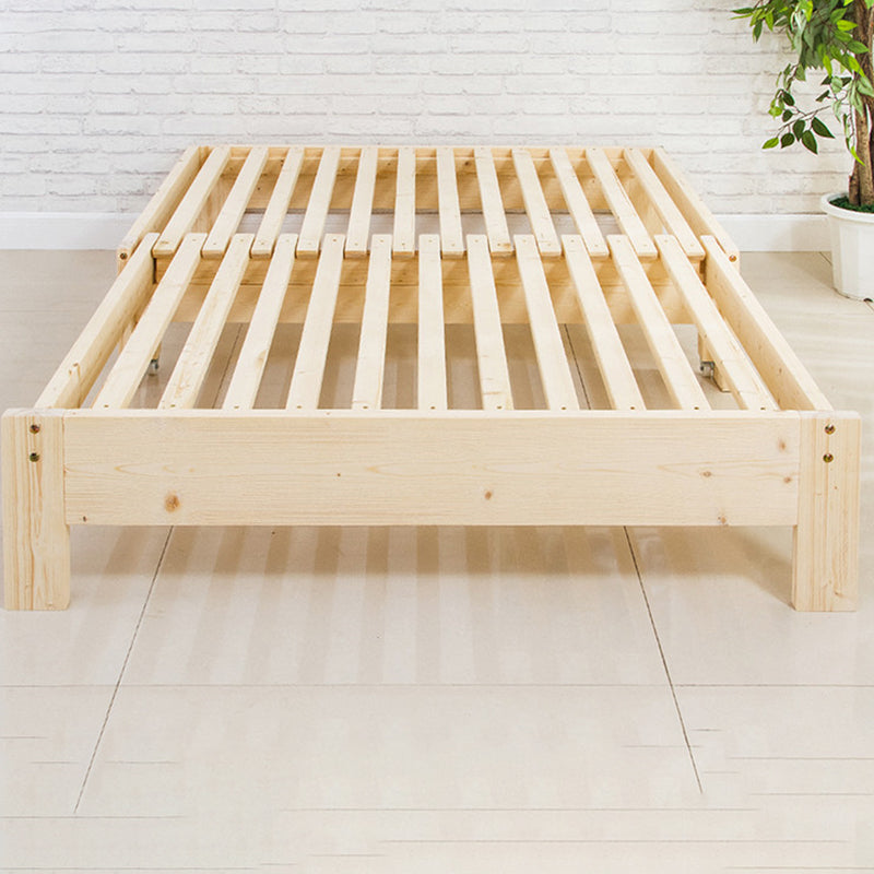 Scandinavian Styled Natural Platform Bed Solid Wood No Theme Kid Bed