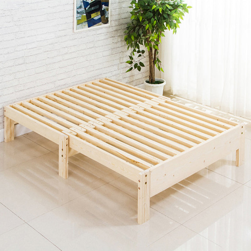 Scandinavian Styled Natural Platform Bed Solid Wood No Theme Kid Bed