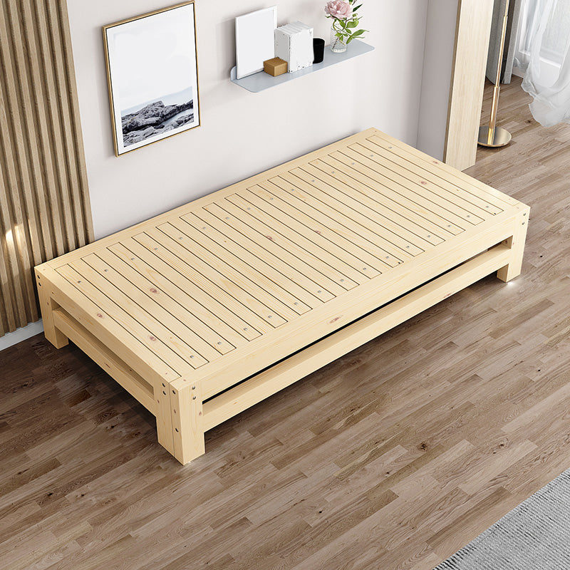 Scandinavian Styled Natural Platform Bed Solid Wood No Theme Kid Bed