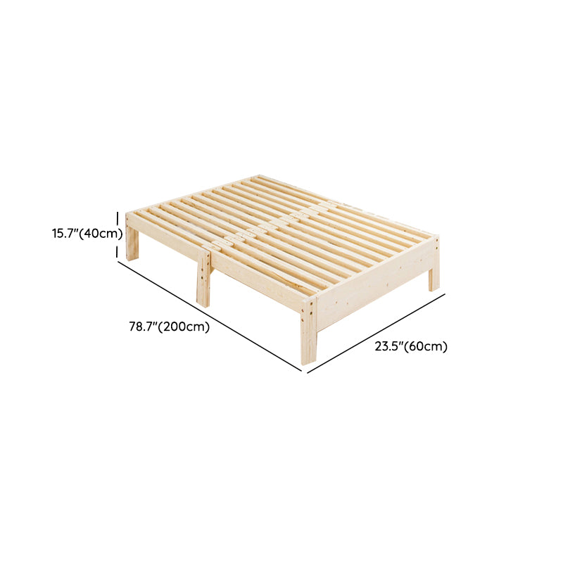 Scandinavian Styled Natural Platform Bed Solid Wood No Theme Kid Bed