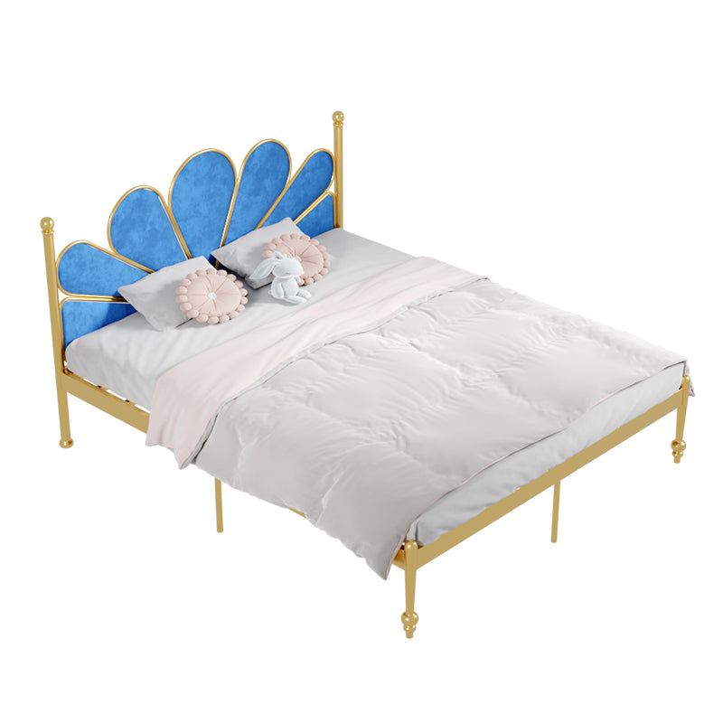 Scandinavian Golden Princess Theme Standard Bed with Panel Headboard