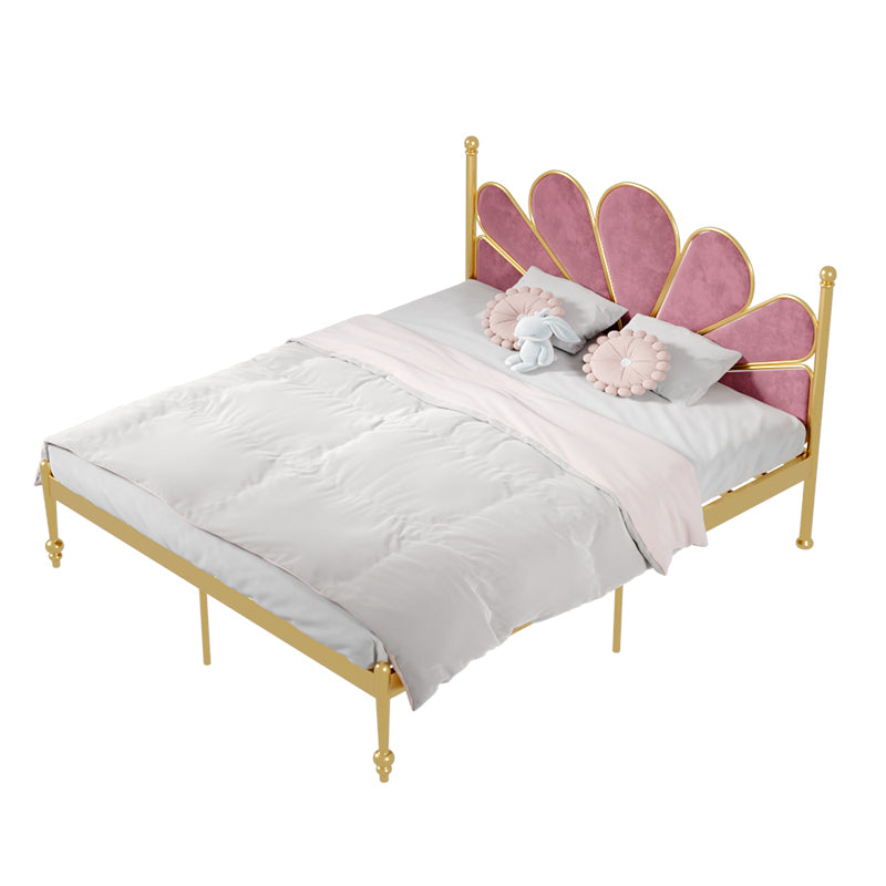 Scandinavian Golden Princess Theme Standard Bed with Panel Headboard