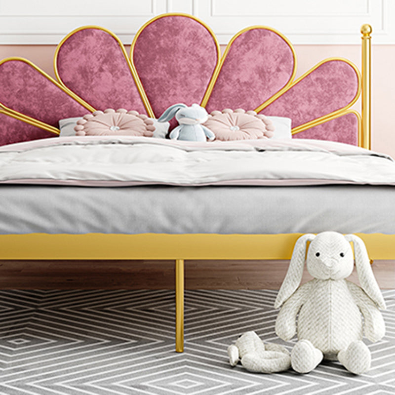 Scandinavian Golden Princess Theme Standard Bed with Panel Headboard