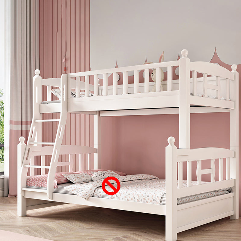 Traditional Style Kid Bed in White Solid Wood Standard Bunk Bed