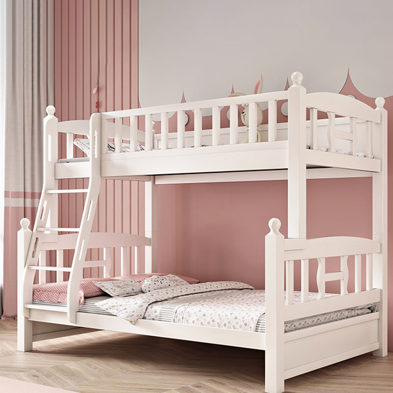 Traditional Style Kid Bed in White Solid Wood Standard Bunk Bed